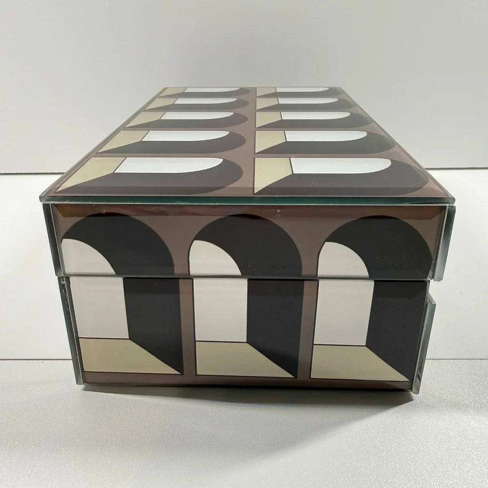 Richmond Interiors Vaya Small Storage Box Glass Jewelry Geometric Arch Arcade 8